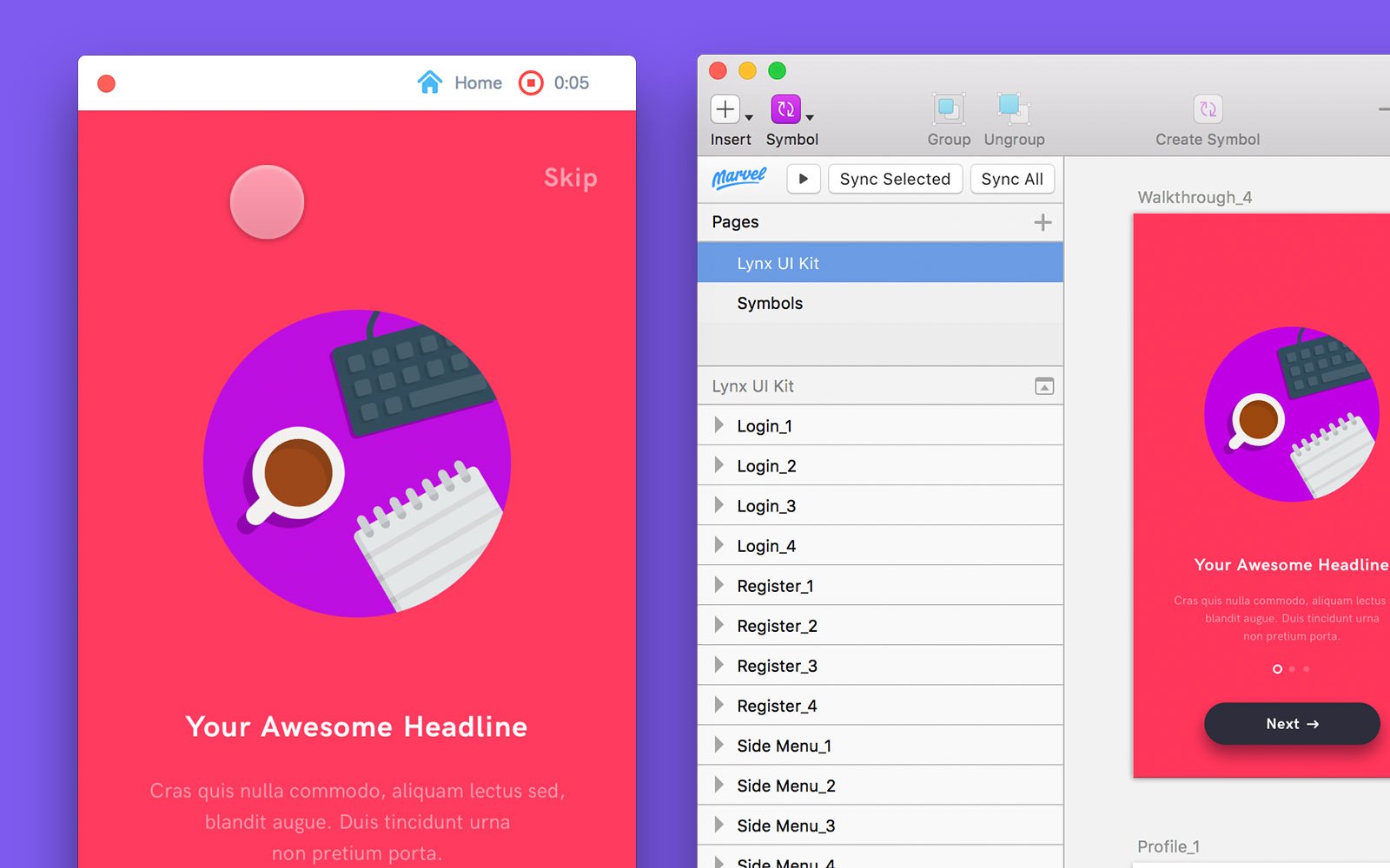 Play and record Marvel prototypes in Sketch!